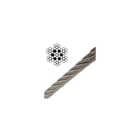 Gros plan sur le Câble Inox souple 7x7 - non gainé, idéal pour accastillage nautique, proposé par Yachting Thommeret pour dériveurs et catamarans de sport.