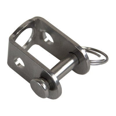 Émerillon simple pour Poulie en acier inoxydable avec chape d'articulation, idéal pour applications marines, axe base 10mm, axes côtés 4mm, déverrouillage rapide avec anneau de tirage.