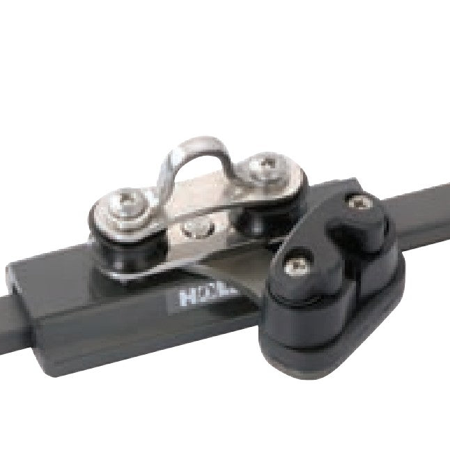 Chariot de Grand Voile avec Taquet Holt pour rail 14mm, charge de travail 200kg, idéal pour dériveurs et catamarans, compatible avec cordage de 4mm et écoute de 6mm.