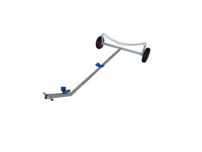 Chariot de mise à l'eau Dériveur 3.50 à 4.00m en aluminium anodisé, démontable sans outils, avec axes de roues ø25mm, idéal pour dériveurs