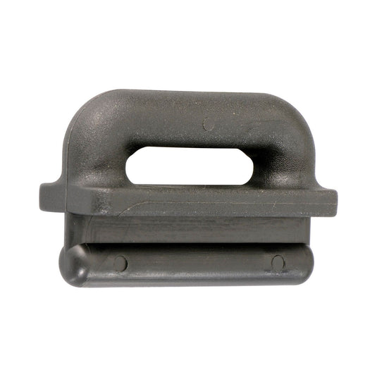 Coulisseau plastique Lubrifié - Gris, conçu pour améliorer le glissement dans le mât ou bôme de dériveur, avec poignée de préhension et barres parallèles pour fixation.