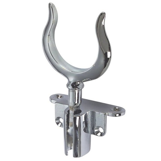 Dame de Nage rabattable avec Tolet en laiton chromé, adaptée à tous les bateaux, avec support inclus. Largeur d'ouverture 42mm, diamètre rame 50mm.