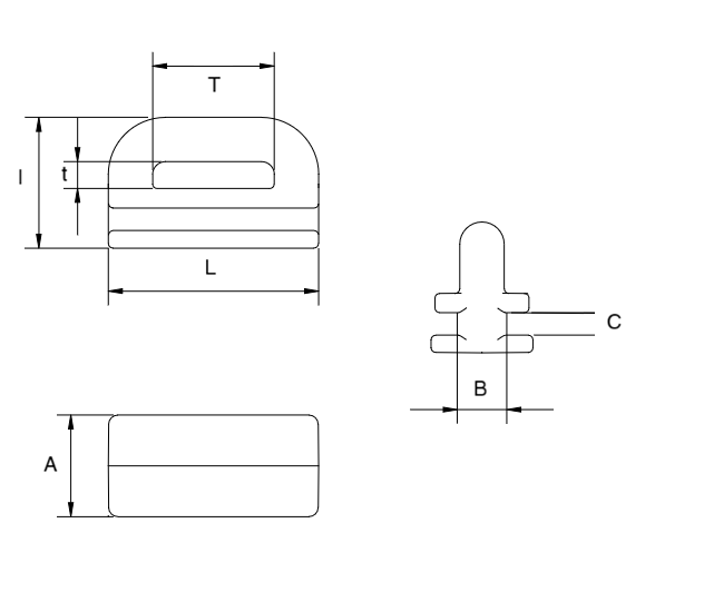 Chargez l'image dans la visionneuse de la galerie, Coulisseau plastique Rail Selden : dessin mécanique d'un bouchon à tête arrondie et barbes jumelles, idéal pour voiles légères. Fabriqué par HOLT-Nautos.
