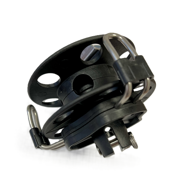 Load image into Gallery viewer, Enrouleur de Foc ø76mm, montage en disques plastiques perforés avec tiges en U en acier inoxydable, idéal pour dériveurs et catamarans, charge 550kg.
