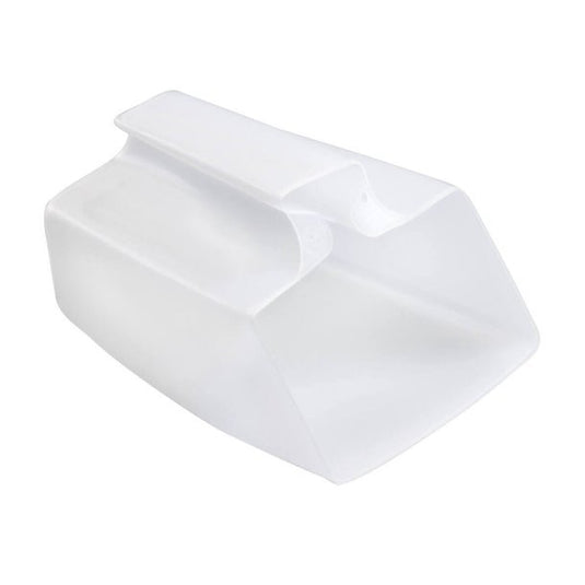 Écope plastique souple avec bord incurvé, idéale pour la voile légère, flottante en polyéthylène, dimensions 190 x 140 mm, proposée par Yachting Thommeret.