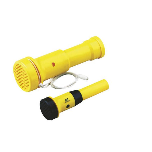 Corne de brume MINI-TRUMP flottante, compacte, offrant plus de 100 dB. Durable, écologique, idéale pour navigation légère et sports nautiques.