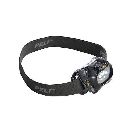 Lampe frontale LED 2 modes - PELI, idéale pour activités nautiques, avec sangle réglable. Modes éclairage: fort, éco, vision nocturne. Étanche IPX4, portée max 22m.