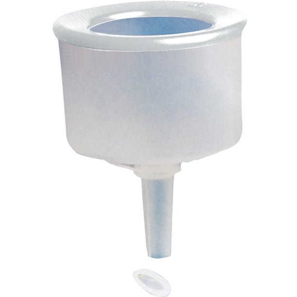 Entonnoir de Remplissage essence anti-roulis en plastique translucide avec filtre, conçu pour une utilisation nautique. Dimensions internes du bol : diamètre 18 cm.