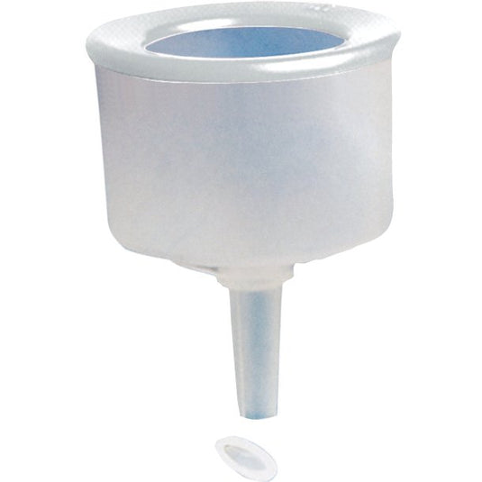 Entonnoir de Remplissage essence anti-roulis en plastique translucide avec filtre, conçu pour une utilisation nautique. Dimensions internes du bol : diamètre 18 cm.