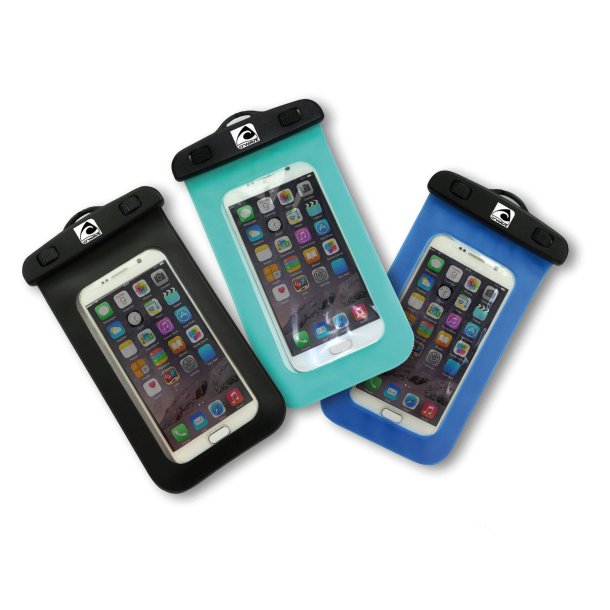 Pochette étanche Smartphone en E.V.A. translucide, fermeture à clip, permettant l'utilisation tactile et téléphonique. Compatible tous smartphones, étanchéité IPX8.