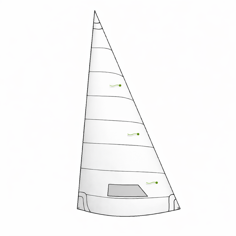 Chargez l'image dans la visionneuse de la galerie, Foc Dériveur: voile triangulaire, coutures horizontales, fenêtre claire, renforts aux points et trois penons. Fabriqué en Dacron blanc 210gr ou 250gr.
