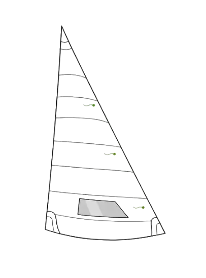 Voile de bateau blanche avec des lignes horizontales et une fenêtre grise