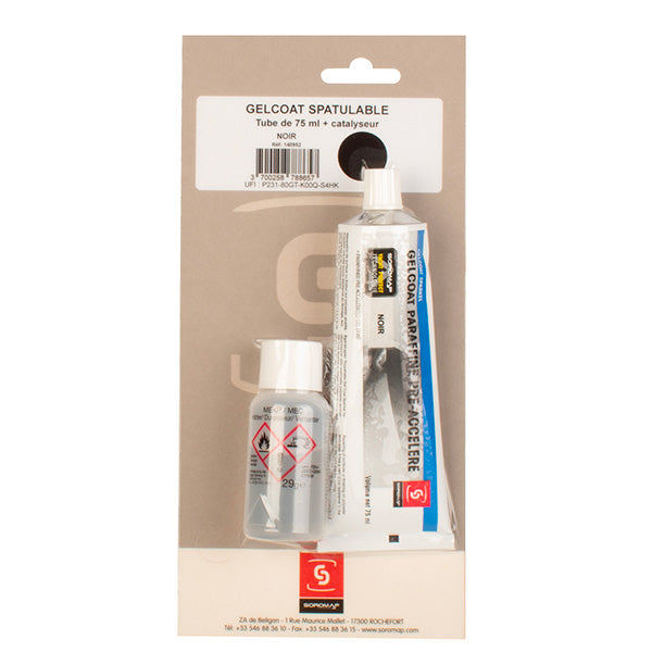 Gelcoat de réparation/finition Blanc 75ml avec catalyseur inclus.