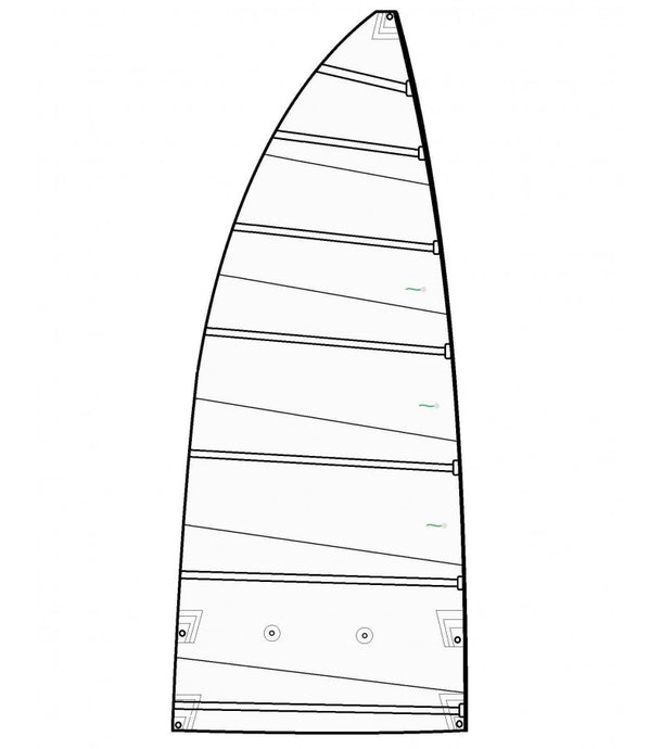 Grand Voile Catamaran Hobie Cat 14 en Dacron 250gr, coupe cross cut, avec bande de ris, idéal pour voile légère et catamarans sportifs.