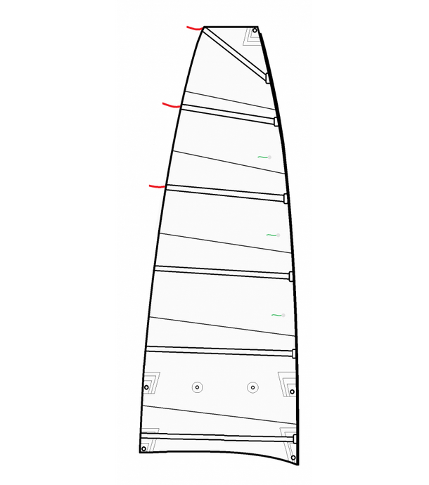 Grand Voile Catamaran KL 10.5 en Dacron 250gr avec coupe cross cut et bande de ris, adaptée aux besoins spécifiques de la voile légère.