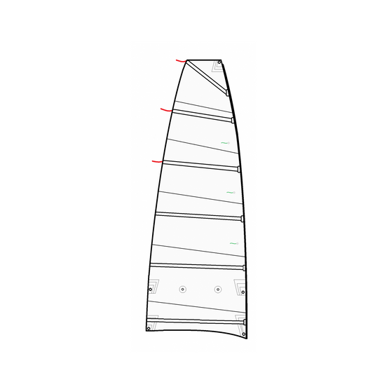 Grand Voile Catamaran KL 10.5 en Dacron 250gr avec coupe cross cut et bande de ris, adaptée aux besoins spécifiques de la voile légère.
