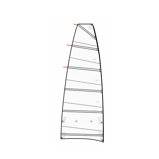 Grand Voile Catamaran T2 en Dacron 250gr avec coupe cross cut et bande de ris, adaptée aux besoins spécifiques de la voile légère, clubs nautiques et ecoles de voile