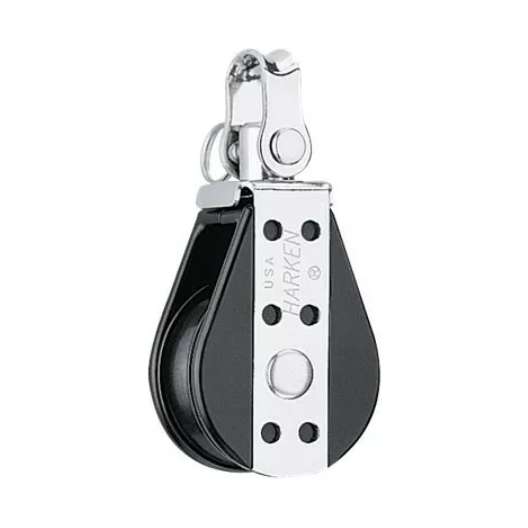 Poulie Simple Big Bullet ø38mm + Emerillon, optimisée pour voiliers, offre faible friction et haute performance, idéale pour réglages précis sous charge variable.