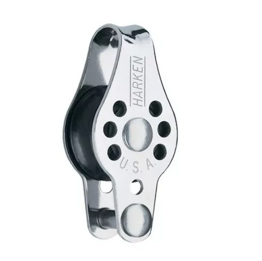 Poulie à Ringot Micro-Block ø22mm, idéale pour planches à voile et dériveurs, compacte et légère, avec faible friction, charge travail 91kg, rupture 544kg.