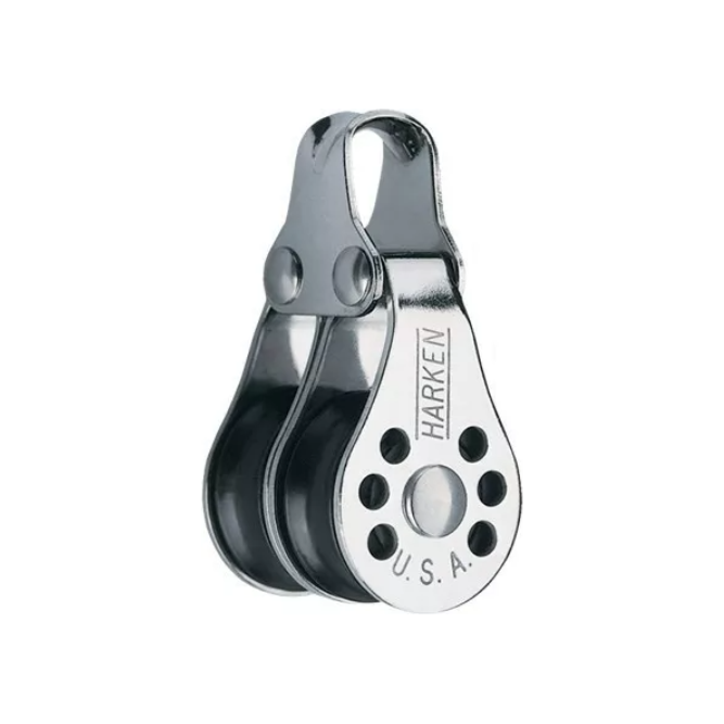 Poulie Double Micro-Block ø22mm, compacte et légère, idéale pour palans sur dériveurs et planches à voile, supporte jusqu'à 159kg de charge de travail.