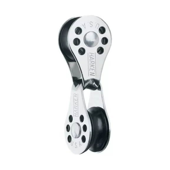 Poulie Tête à tête Micro-block ø22mm, compacte et légère, idéale pour planches à voile et dériveurs, supporte jusqu'à 91kg de charge de travail.
