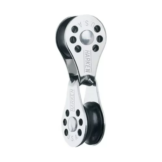 Poulie Tête à tête Micro-block ø22mm, compacte et légère, idéale pour planches à voile et dériveurs, supporte jusqu'à 91kg de charge de travail.