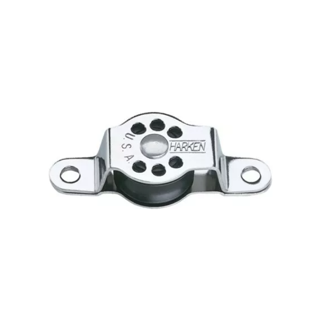 Poulie Plat Pont Micro-Block ø22mm, compacte et légère, idéale pour dériveurs, optimisée pour renvois sur ponts, charge de travail 91kg, rupture 544kg.