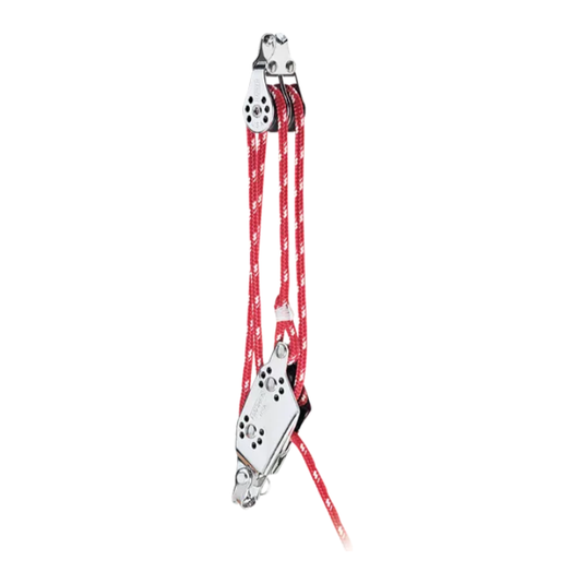 Poulie Violon Micro-Block ø22mm, idéale pour planches à voile et dériveurs, avec coinceur pour réglages précis. Compacte et légère, supporte jusqu'à 159kg.