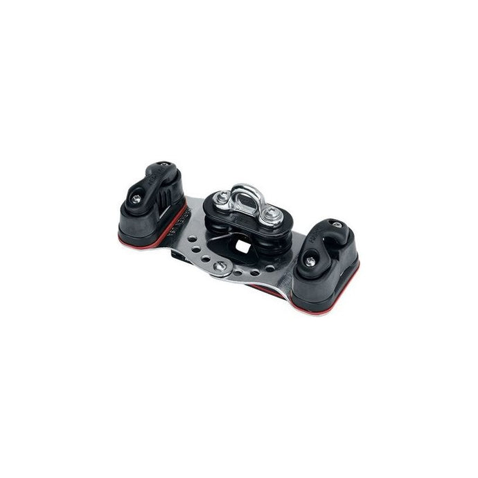 Chariot SB à contrôle et taquet, conçu pour voiliers jusqu’à 8m, facilite le réglage des voiles sous charge depuis le cockpit, adapté aux rails 22mm.