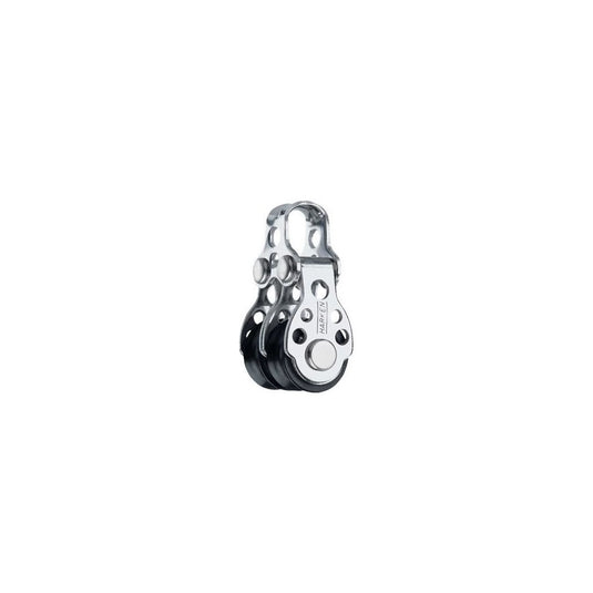 Poulie Double Air-Block ø16mm pour dériveurs, avec roulement à billes en acier inoxydable, supportant une charge de travail jusqu'à 204kg.