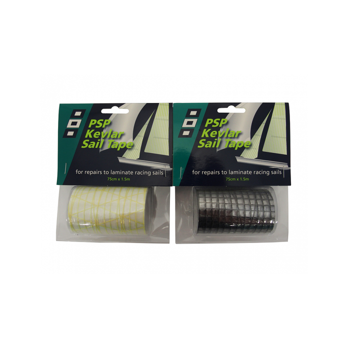 Adhésif pour Réparation de voile Kevlar 75mm x 1.5m, idéal pour renforcer les voiles de course, assurant des réparations durables et imperméables.