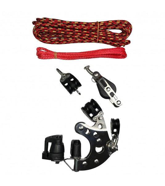 Kit hale-bas Laser®/ILCA® complet avec tourelle, poulies, et cordage, pour dériveur, compatible mais non officiel, idéal pour mise à niveau rapide.
