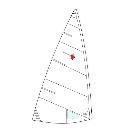 Voile Dériveur Laser® Standard en Dacron 170gr, coupe croisée avec renforcements. Parfait pour les passionnés de voile légère et dériveurs sportifs.