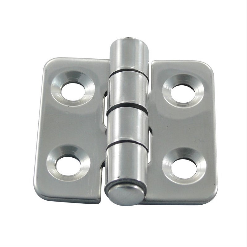 Chargez l&#39;image dans la visionneuse de la galerie, Charnière Inox A4 38 x 38mm, en métal argenté, avec trous, idéale pour l&#39;accastillage nautique léger, conçue en inox AISI 316 de qualité marine.
