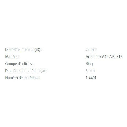 Anneau Rond Inox de qualité marine, idéal pour voile légère, disponible en plusieurs tailles et charges de rupture, parfait pour équipements nautiques professionnels.