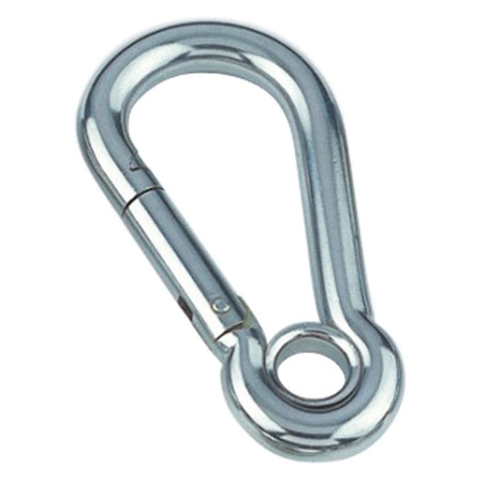 Mousqueton à Oeil en inox, idéal pour la voile légère, avec trou de fixation, qualité marine AISI 316.