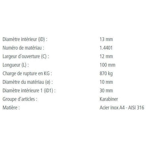 Load image into Gallery viewer, Mousqueton à Oeil en inox A4, qualité marine, avec options de tailles et résistances, idéal pour accastillage nautique léger.
