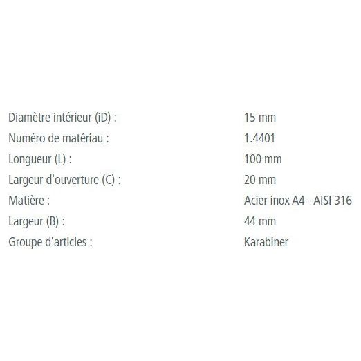 Mousqueton Rapide en inox A4 pour voile légère, idéal pour dériveurs et catamarans. Disponible en plusieurs tailles, qualité marine.