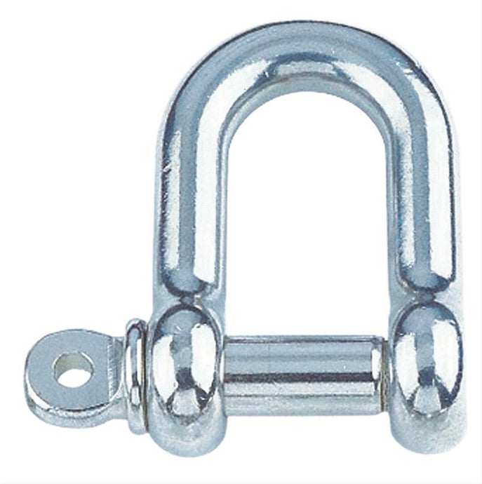 Manille Droite Standard en inox A4 - AISI 316, qualité marine, idéale pour accastillage voile légère, disponible en diverses tailles pour charges jusqu'à 3000kg.