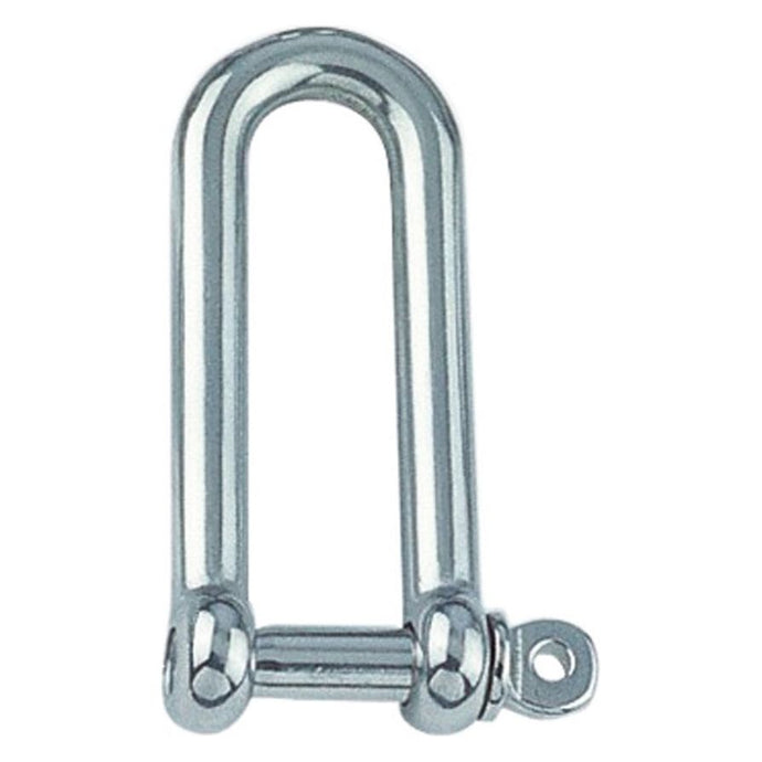 Manille Droite Longue Standard en inox A4, idéale pour accastillage nautique, avec tiges métalliques visibles. Fabrication européenne de haute qualité, disponible en plusieurs tailles pour charges élevées.