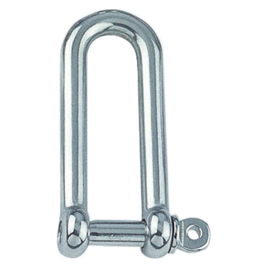 Manille Droite Longue Standard en inox A4, idéale pour accastillage nautique, avec tiges métalliques visibles. Fabrication européenne de haute qualité, disponible en plusieurs tailles pour charges élevées.