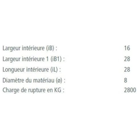 Manille Lyre Standard en inox A4 pour usage nautique, avec plusieurs dimensions et charges de rupture disponibles, parfaite pour voiliers et catamarans.