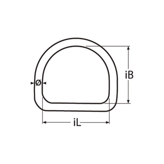 Anneau D Inox A4 - AISI 316, croquis illustrant un cercle avec mesures précises, idéal pour applications marines. Diamètre fil: 4mm, largeur intérieure: 20mm.