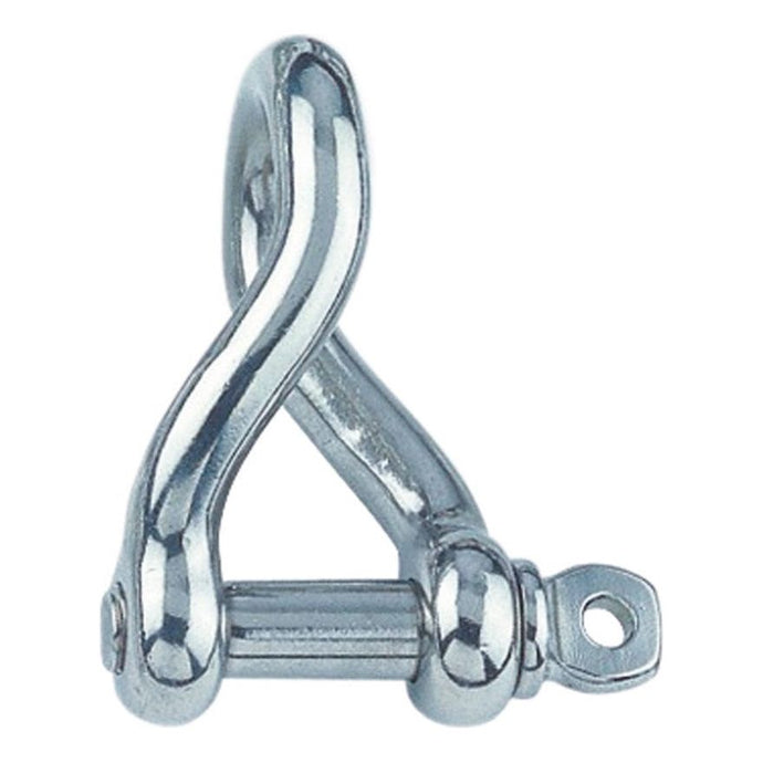 Manille Torse 90° Standard en inox A4 pour accastillage voile légère, détail chaîne et crochet, idéale pour dériveur et catamaran, charge jusqu’à 1500kg.