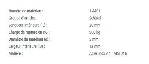 Load image into Gallery viewer, Manille Droite Emboutie Standard en inox A4, idéale pour voile légère, avec dimensions variées et charge de rupture jusqu&#39;à 900kg, fabrication européenne.
