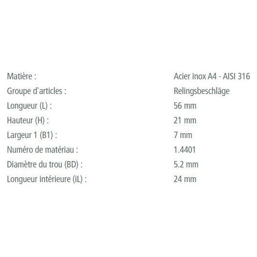 Pontet Embouti en inox A4 - AISI 316, idéal pour voile légère, avec dimensions variées. Parfait pour dériveurs et catamarans. Fabrication Européenne et rapport qualité-prix exceptionnel.