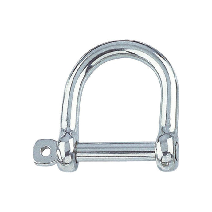 Manille Large ø05mm en inox A4, idéal pour accastillage nautique, avec axe de 5mm, 25mm de largeur, et 22mm de longueur. Charge rupture: 750kg.