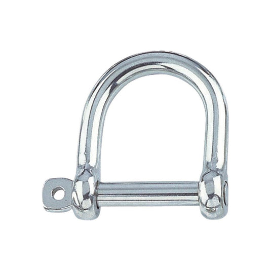 Manille Large ø05mm en inox A4, idéal pour accastillage nautique, avec axe de 5mm, 25mm de largeur, et 22mm de longueur. Charge rupture: 750kg.