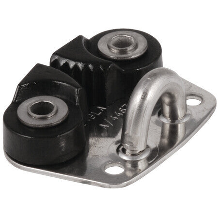 Mini Taquet Coinceur sur platine inox avec Filoir, conçu pour sécuriser écoutes et bouts de 2 à 6mm, idéal pour voile légère et nautisme professionnel.