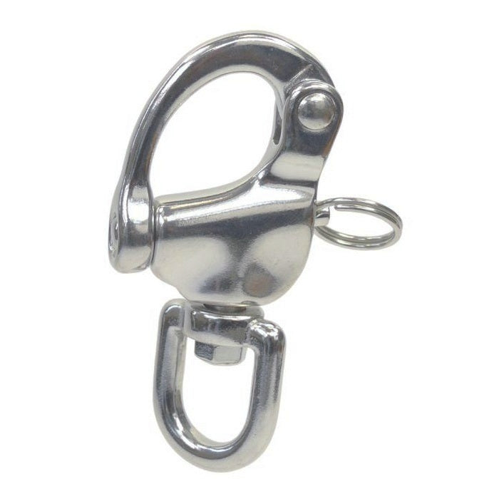 Laden Sie das Bild in Galerie -Viewer, Mousqueton en acier inoxydable avec oeil tournant dit emerillon et goupille pour ouvrir le mousqueton et crocheter la voile.
